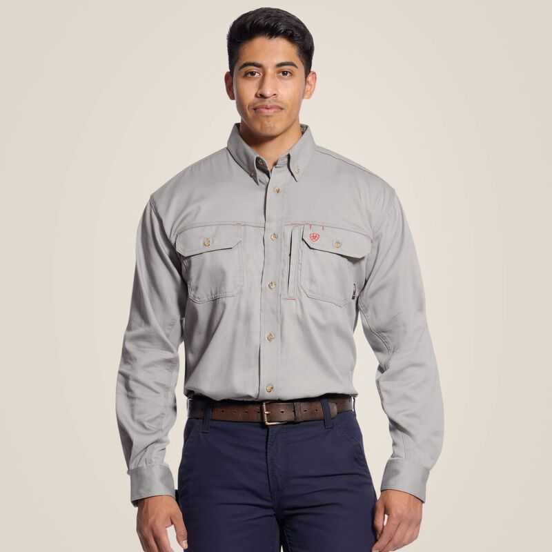 Ariat FR Solid Vent Work Shirt Silver | 104KYTQSM