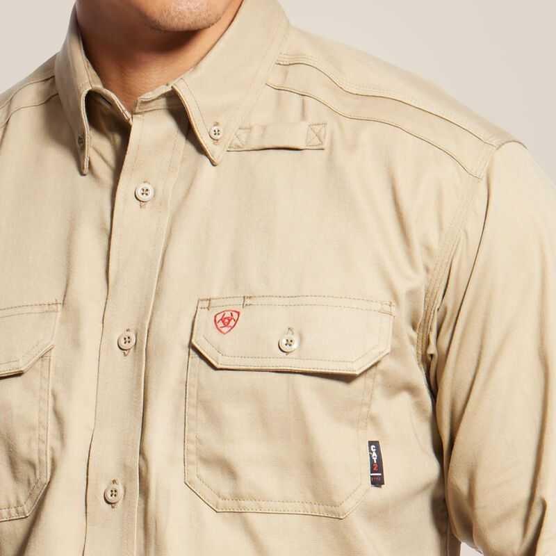 Ariat FR Solid Work Shirt Khaki | 324WMGHXC