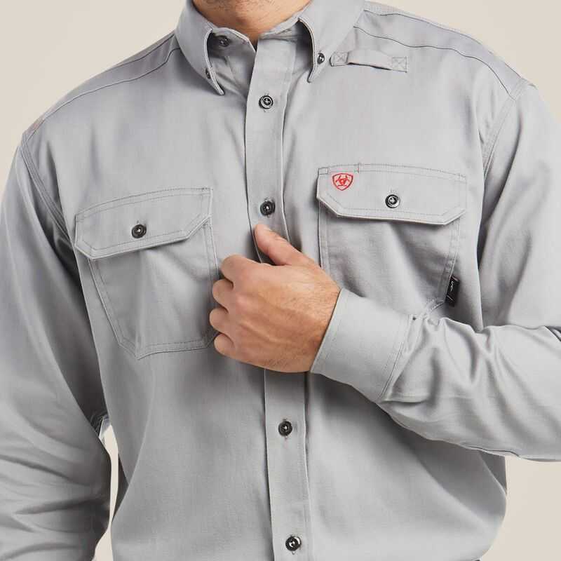 Ariat FR Solid Work Shirt Silver | 753XASYEF