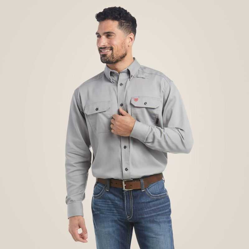 Ariat FR Solid Work Shirt Silver | 753XASYEF