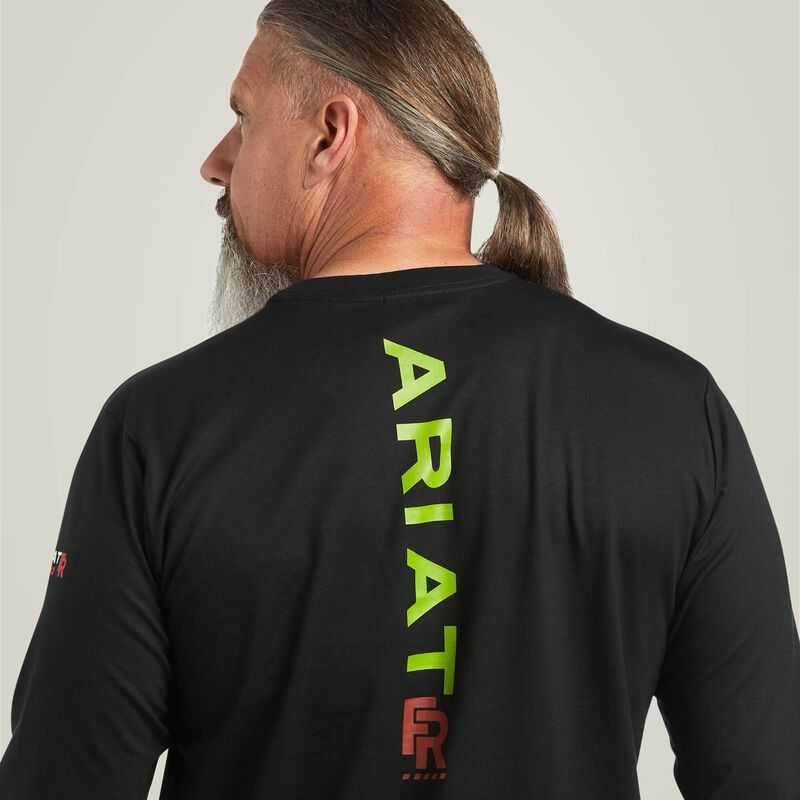 Ariat FR Stretch Logo T-Shirt Black / Light Green | 042OASIUZ