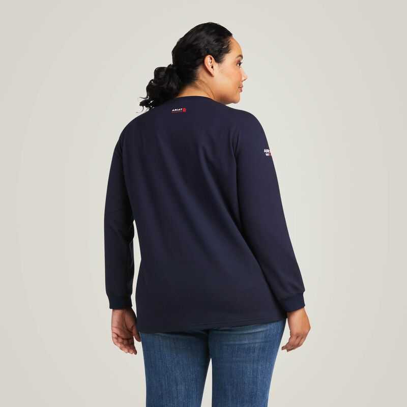 Ariat FR Stretch Logo T-Shirt Navy | 019BWAZXJ