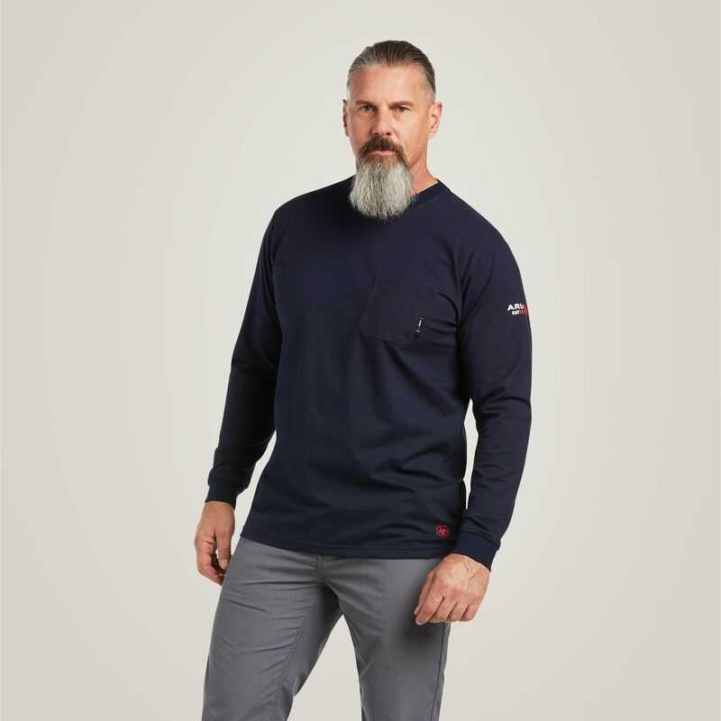 Ariat FR Stretch Logo T-Shirt Navy | 234EXLYVB