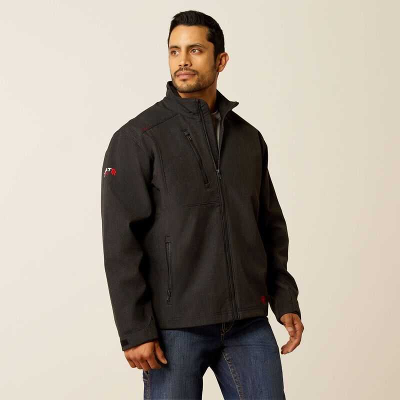 Ariat FR Team Logo Softshell Jacket Black | 019UALQPZ