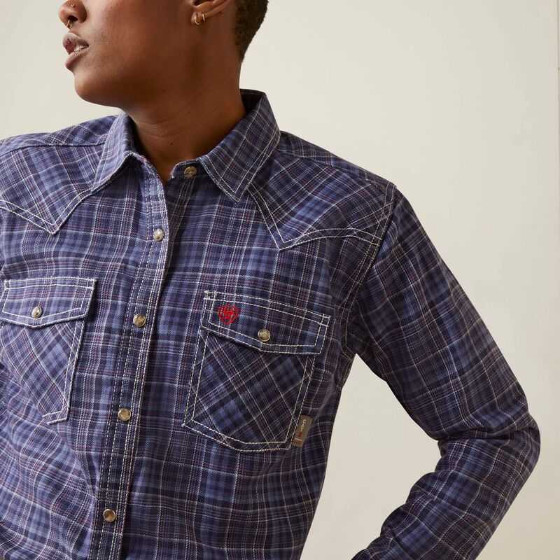 Ariat FR Tillie Snap Work Shirt Blue | 597CXTNID