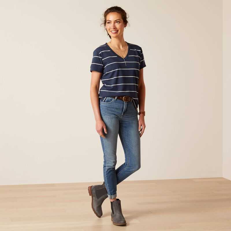 Ariat Fairford T-Shirt Navy Stripes | 418RIXVAB