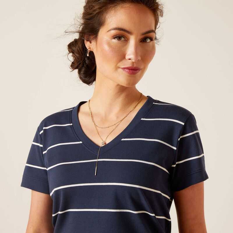 Ariat Fairford T-Shirt Navy Stripes | 418RIXVAB