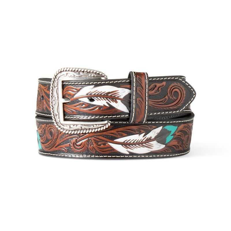 Ariat Feather Embossed Belt Brown | 537DQOVAE