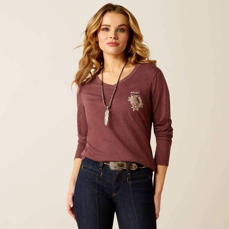 Ariat Fine Boots and Denim T-Shirt Burgundy | 934DTXIUJ