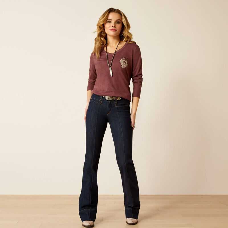 Ariat Fine Boots and Denim T-Shirt Burgundy | 934DTXIUJ