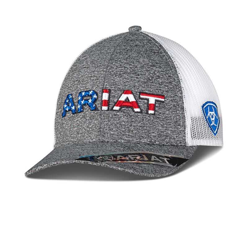 Ariat Flag Logo Mesh Snap Back Cap Grey | 286EUNJVI