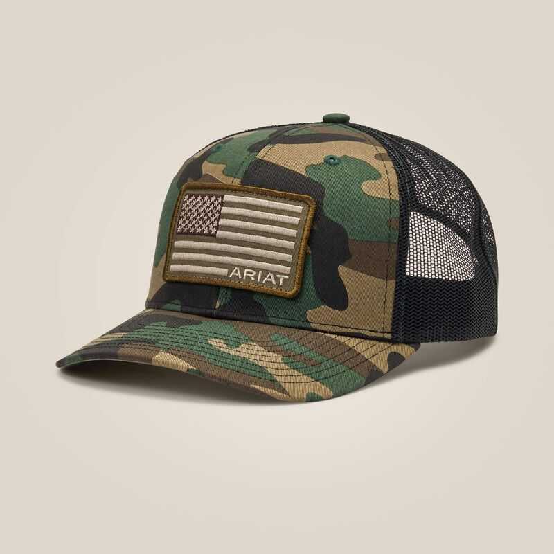 Ariat Flag Patch Cap Camo | 756CKIHNS