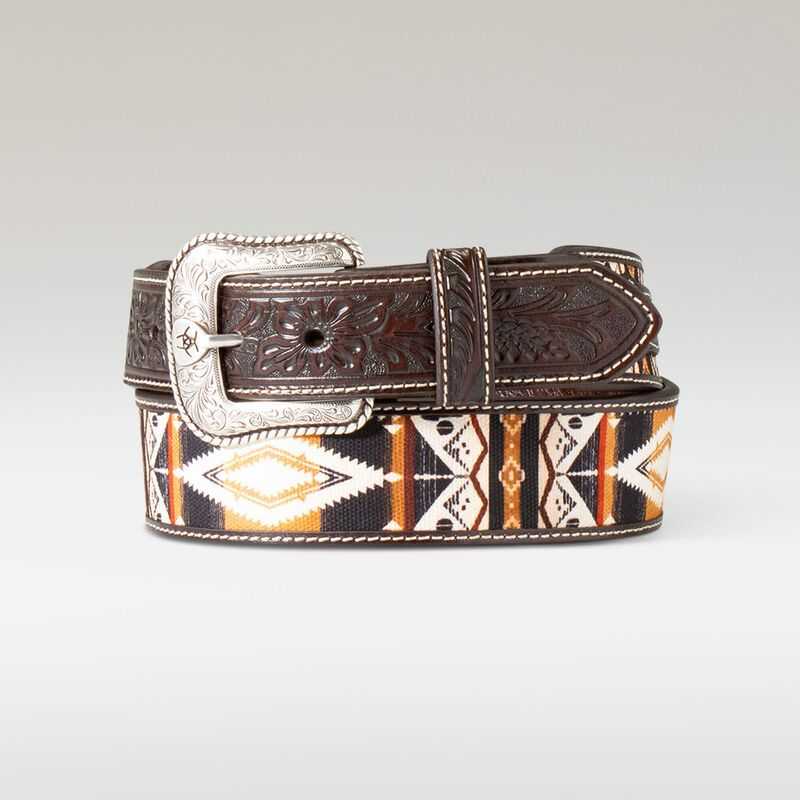 Ariat Floral Inlay Belt Brown | 164ZJGIXA