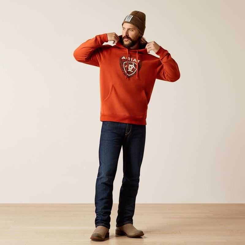 Ariat Forest Badge Hoodie Dark Orange | 028PXEYCH