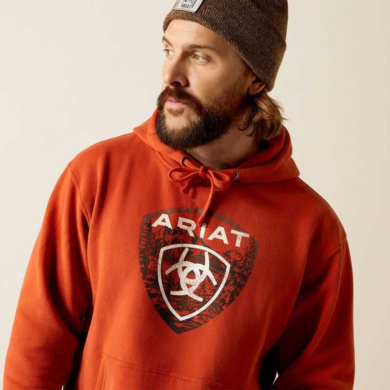 Ariat Forest Badge Hoodie Dark Orange | 028PXEYCH