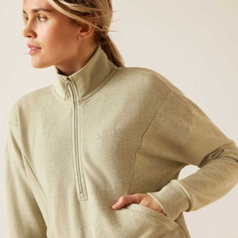 Ariat Friday Cotton 1/2 Zip Sweatshirt Green | 687IZFPYW