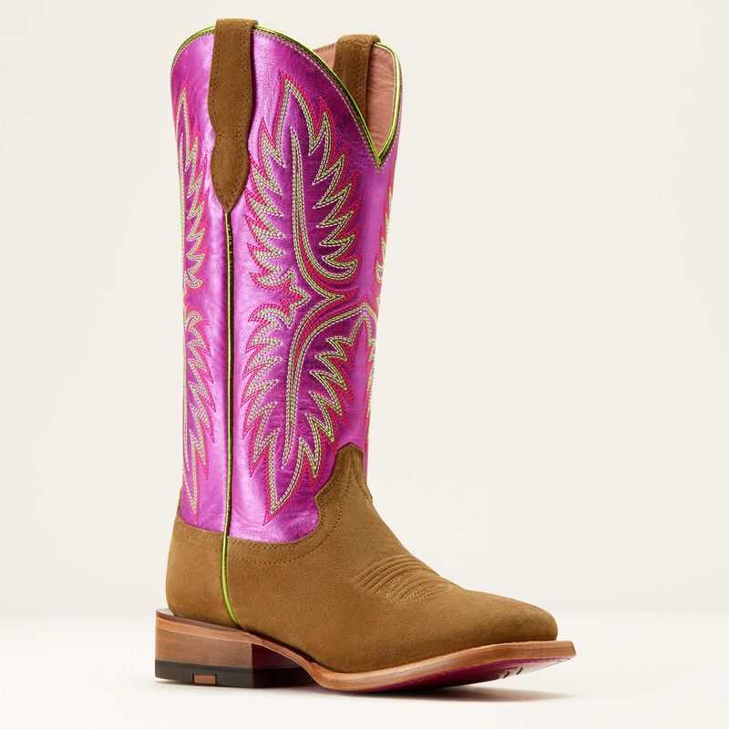 Ariat Frontier Calamity Jane Western Boot Dijon Roughout|electric Raspberry | 014NZMHIS