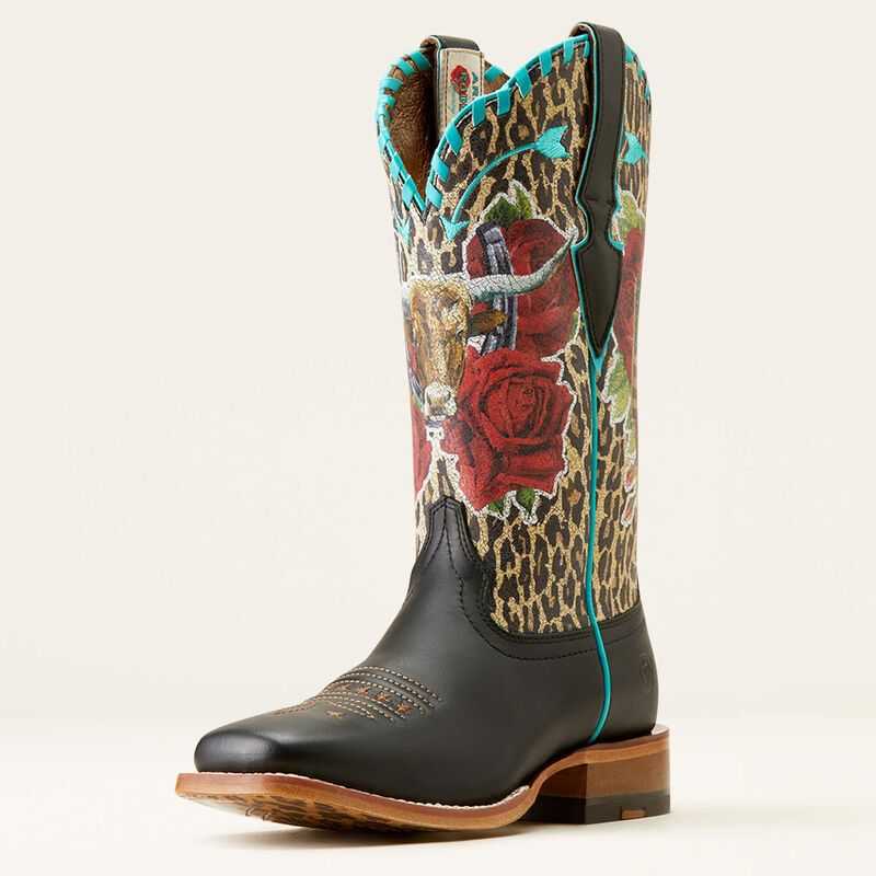 Ariat Frontier Rodeo Quincy Western Boot Black | 835AEPGTB