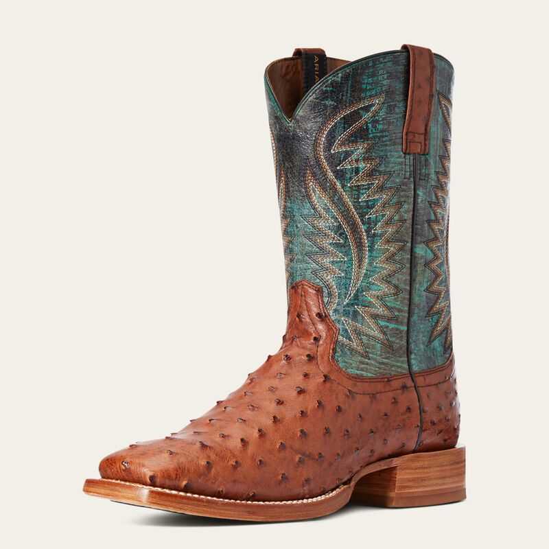 Ariat Gallup Western Boot Brandy Full Quill Ostrich | 740UEOIWN