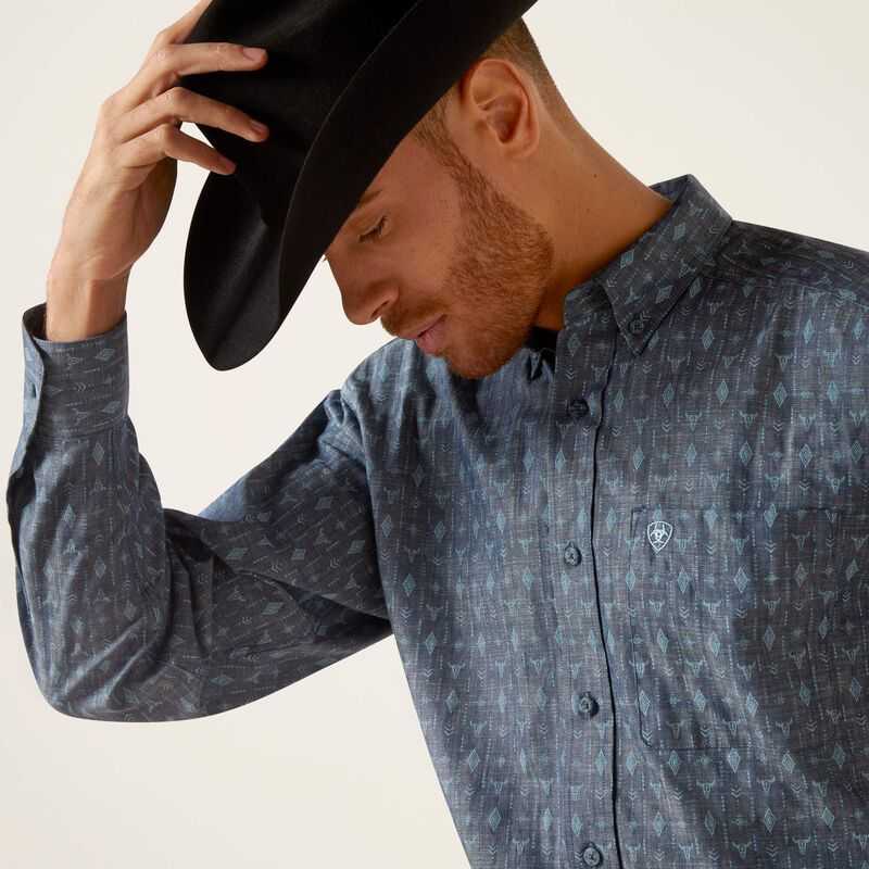 Ariat Graham Classic Fit Shirt Blue | 416NMOVUA