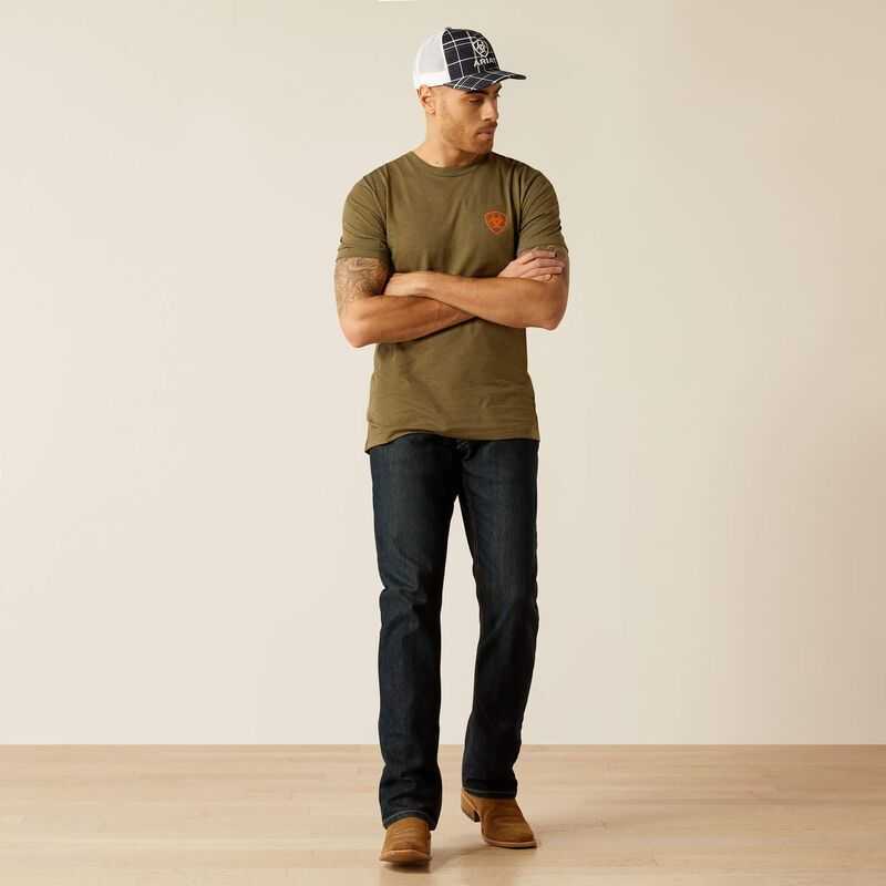 Ariat Grain Flag T-Shirt Military Heather | 890NEDXJG