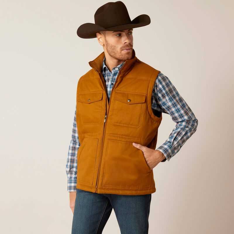 Ariat Grizzly 2.0 Canvas Conceal and Carry Vest Brown | 246KLWOAB