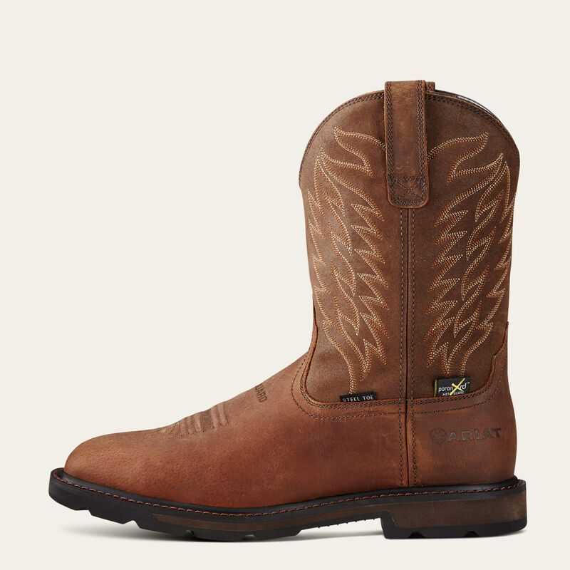 Ariat Groundbreaker Wide Square Toe MetGuard MetGuard Steel Toe Work Boot Brown | 810TVEKWI