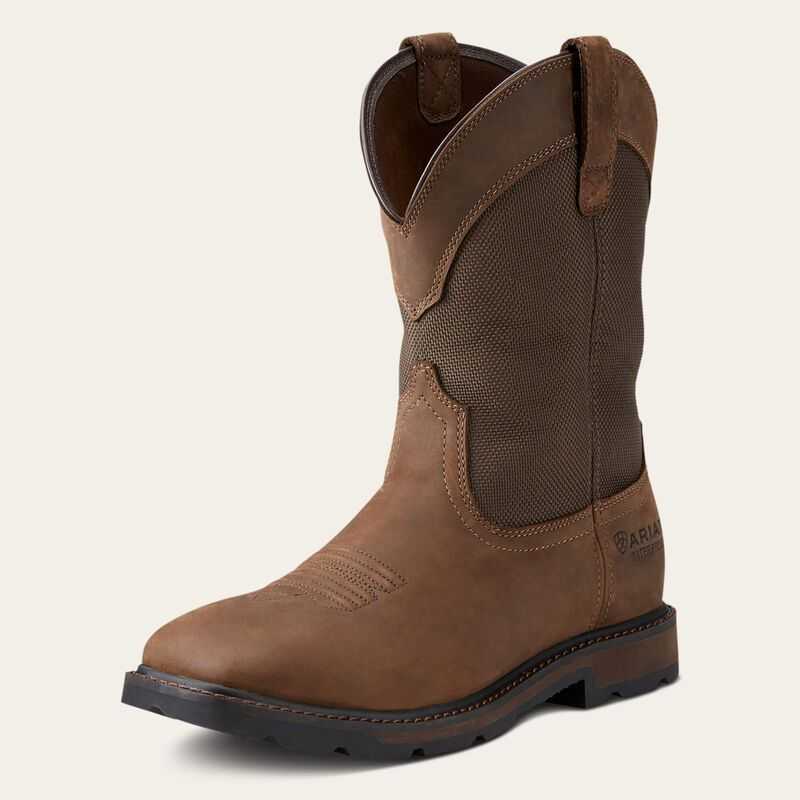 Ariat Groundbreaker Wide Square Toe Waterproof Steel Toe Work Boot Brown | 236ONULSY