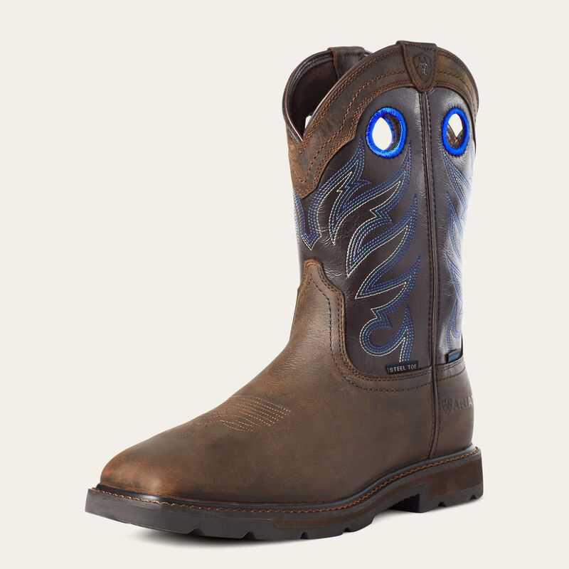 Ariat Groundwork Waterproof Steel Toe Work Boot Dark Brown | 869BSXINO