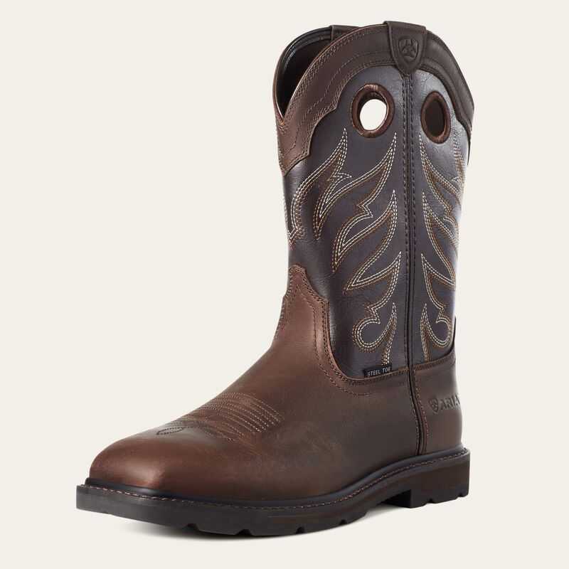 Ariat Groundwork Wide Square Toe Steel Toe Work Boot Brown | 107KENWQD