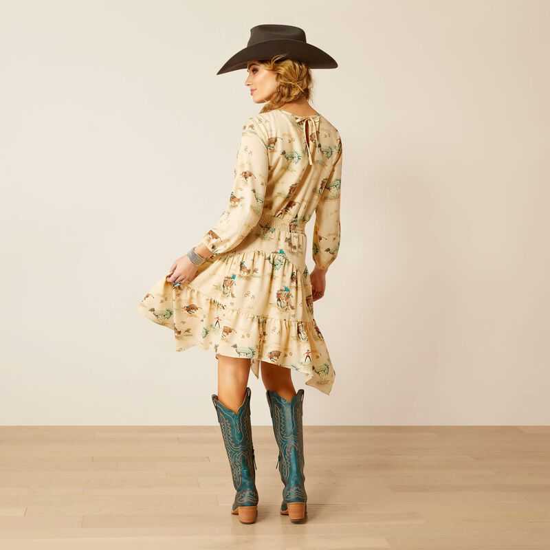 Ariat Handkerchief Dress Retro Ranch Print | 590BTQHCN