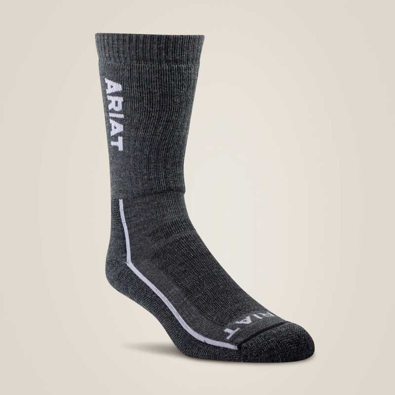 Ariat Heavyweight Merino Wool Steel Toe Performance Work Sock Grey | 587NLVCAW