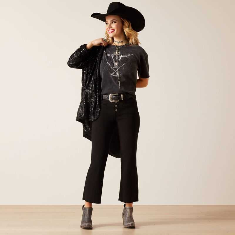 Ariat High Rise Jazmine Kick Flare Jean Black | 416DGNJEV