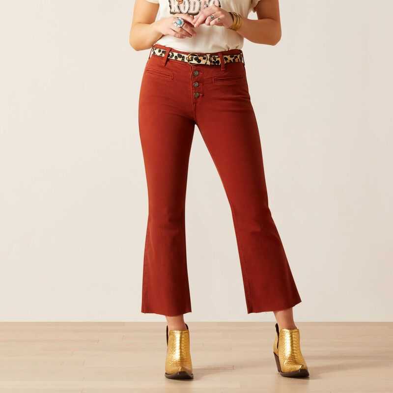 Ariat High Rise Jazmine Kick Flare Jean Dark Red | 645DIERVM