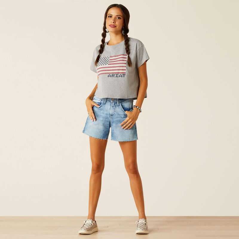 Ariat Homespun Flag T-Shirt Grey | 927RHKXNP