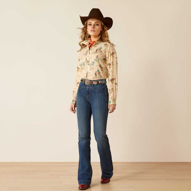 Ariat Homestyle Shirt Retro Ranch Print | 528GVUKOF