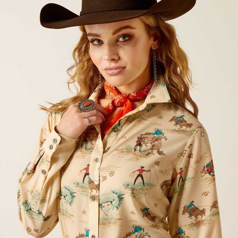 Ariat Homestyle Shirt Retro Ranch Print | 528GVUKOF