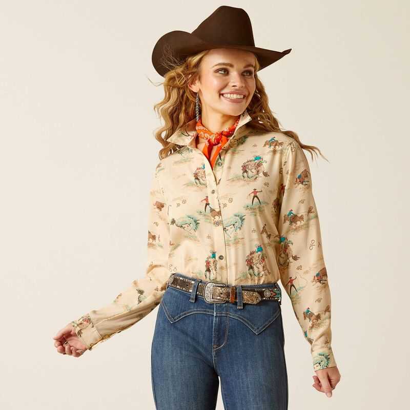 Ariat Homestyle Shirt Retro Ranch Print | 528GVUKOF