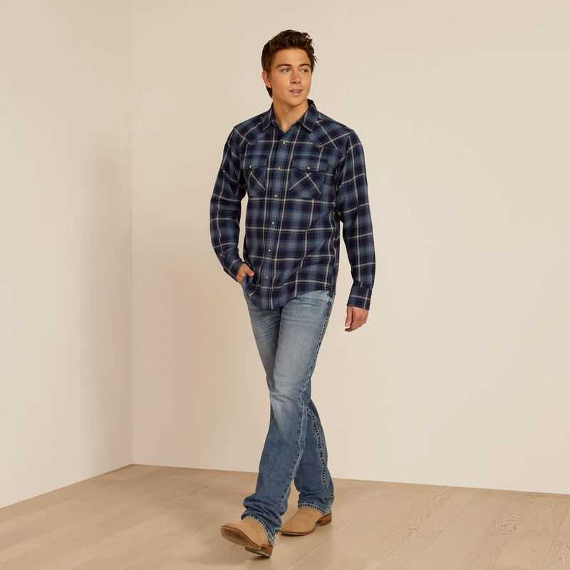 Ariat Hugo Retro Fit Shirt Blue | 843OVDZMY