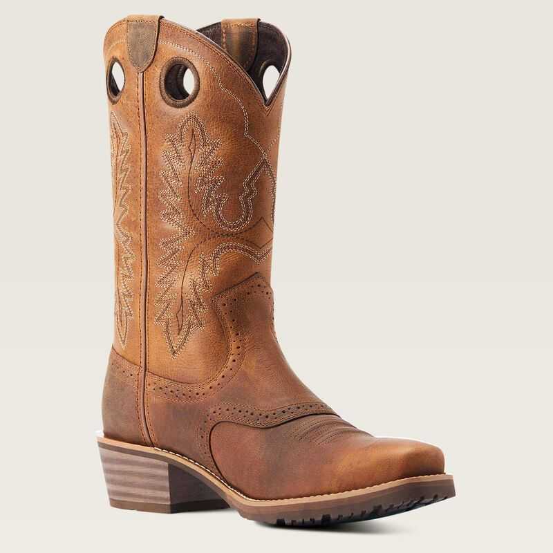 Ariat Hybrid Roughstock Square Toe Cowboy Boot Sorrel Crunch | 517FTVZSE