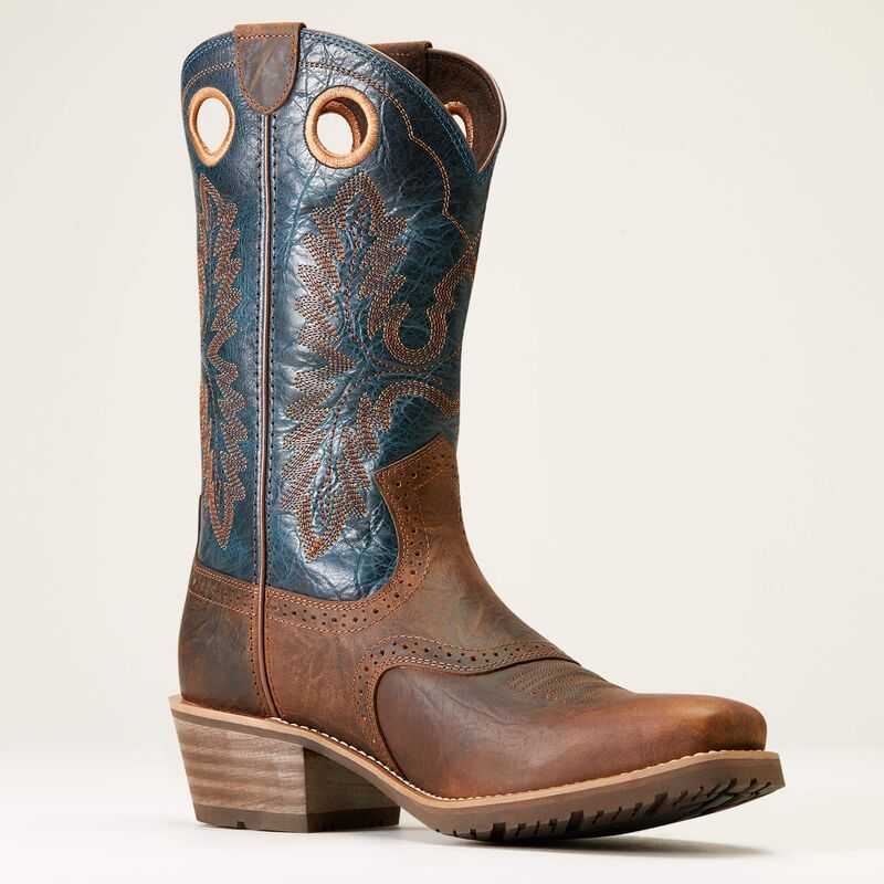 Ariat Hybrid Roughstock Square Toe Cowboy Boot Brown | 728PFOHXR