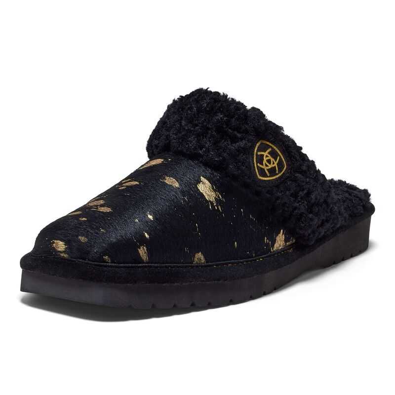 Ariat Jackie Square Toe Slipper Black Gold | 076TQWYJK