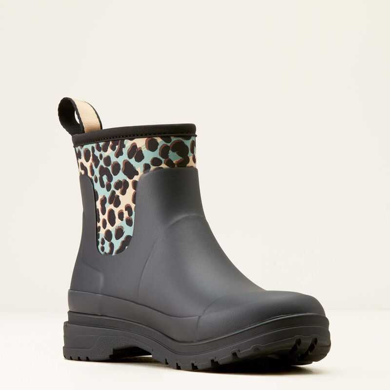 Ariat Kelmarsh Shortie Rubber Boot Black / Leopard Camo | 291KWLONS