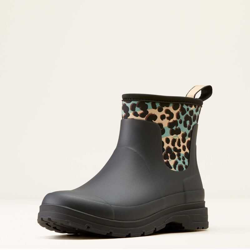 Ariat Kelmarsh Shortie Rubber Boot Black / Leopard Camo | 291KWLONS