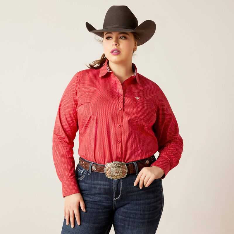 Ariat Kirby Stretch Shirt Cardinal Dot | 012SVPQGJ