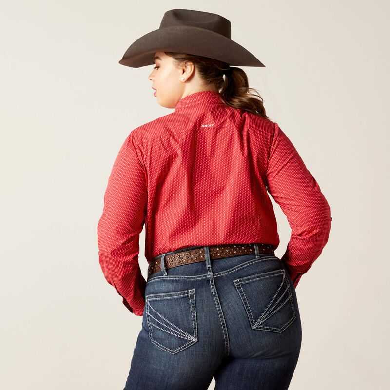 Ariat Kirby Stretch Shirt Cardinal Dot | 012SVPQGJ