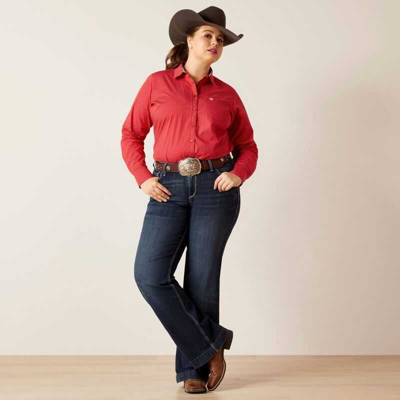 Ariat Kirby Stretch Shirt Cardinal Dot | 012SVPQGJ