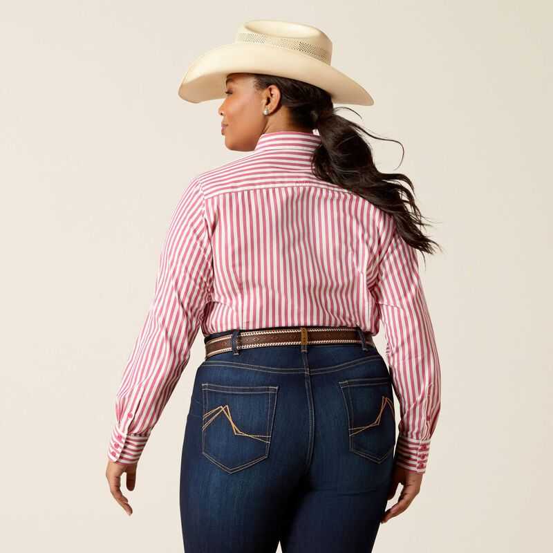 Ariat Kirby Stretch Shirt Pink Peacock Stripes | 537MOZQHV