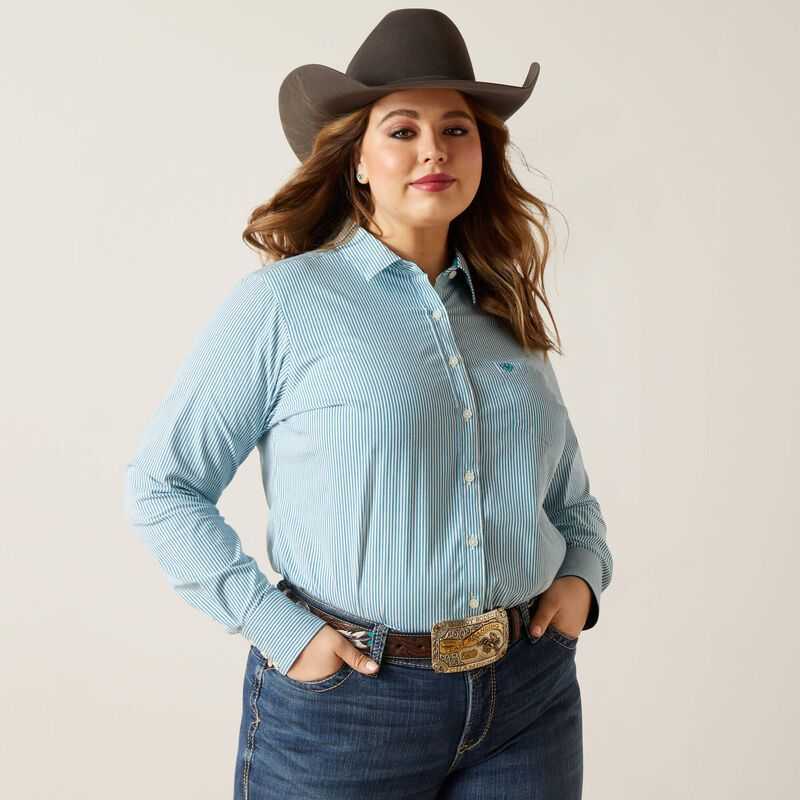 Ariat Kirby Stretch Shirt Turquoise Stripes | 965OZSUWE