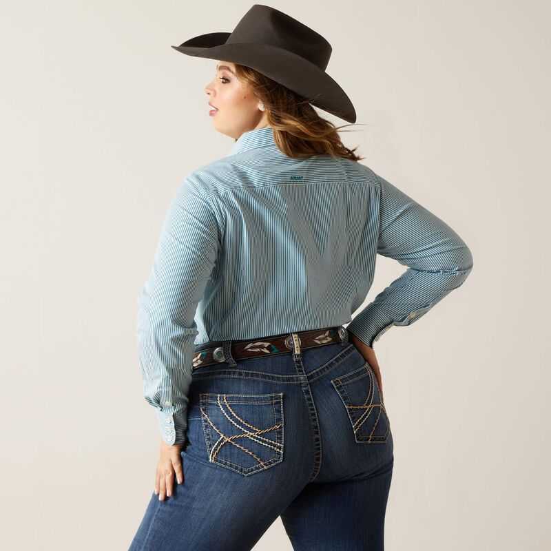 Ariat Kirby Stretch Shirt Turquoise Stripes | 965OZSUWE